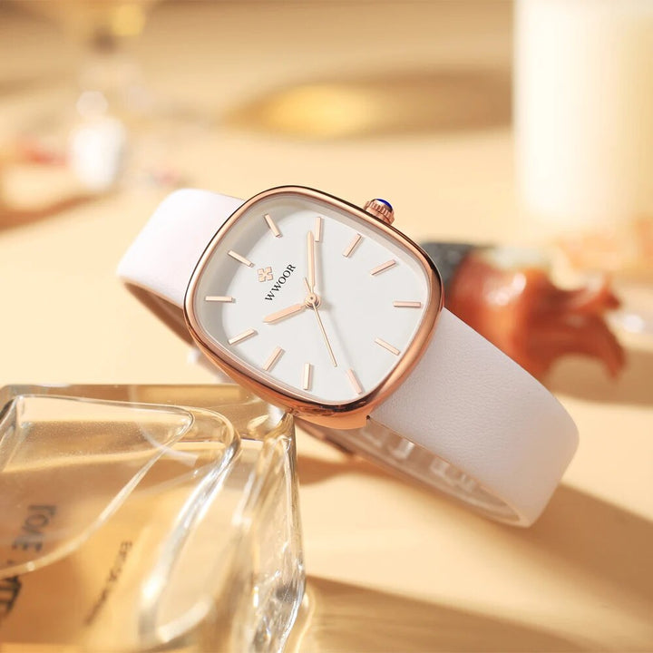 Luxury Leather Quartz Bracelet Watch for Women