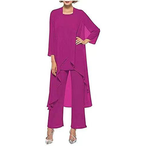 Summer New Chiffon Cardigan Fashion Slim Fit Slimming Mom's Three-piece Suit