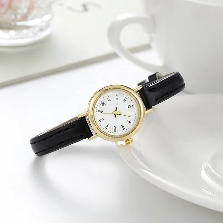 Elegant Quartz Leather Wristwatch for Women – Classic Minimalist Design