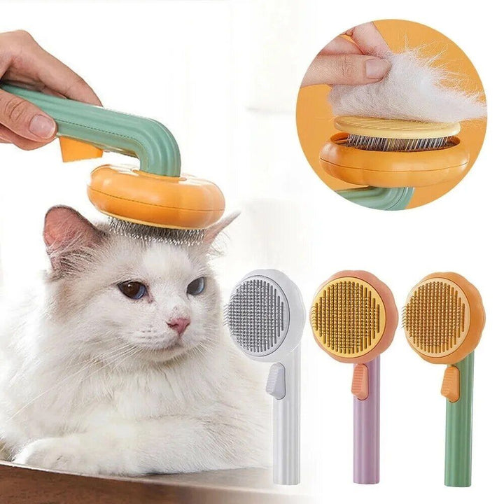 Pumpkin Cat & Dog Grooming Brush – Self-Cleaning, Tangle-Free Pet Hair Remover Comb