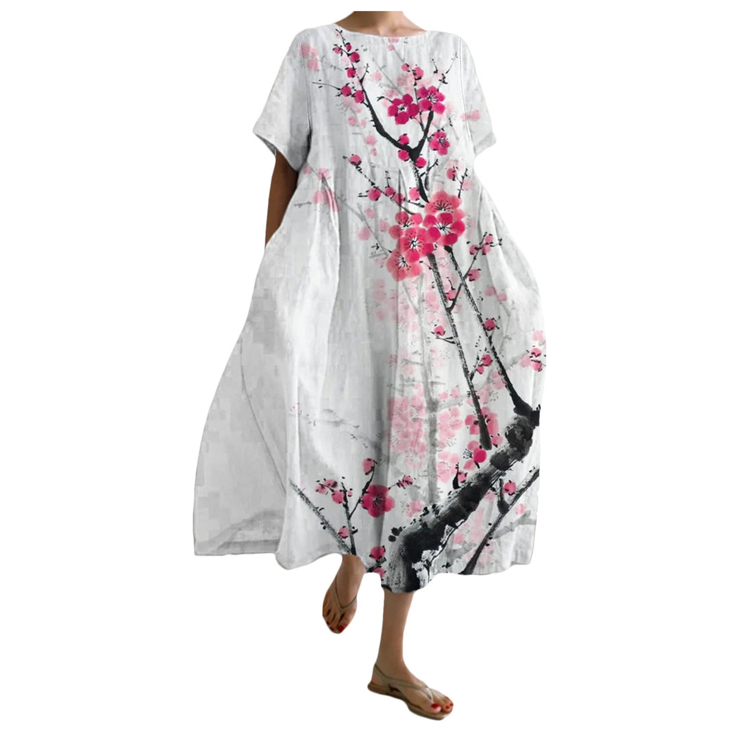 Women's Loose Round Neck Fashion Temperament Printed Dress