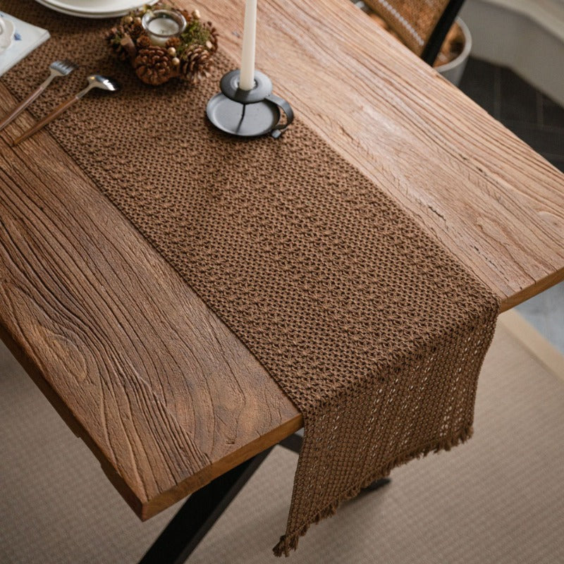 American Style Woven Cotton-Linen Table Runner