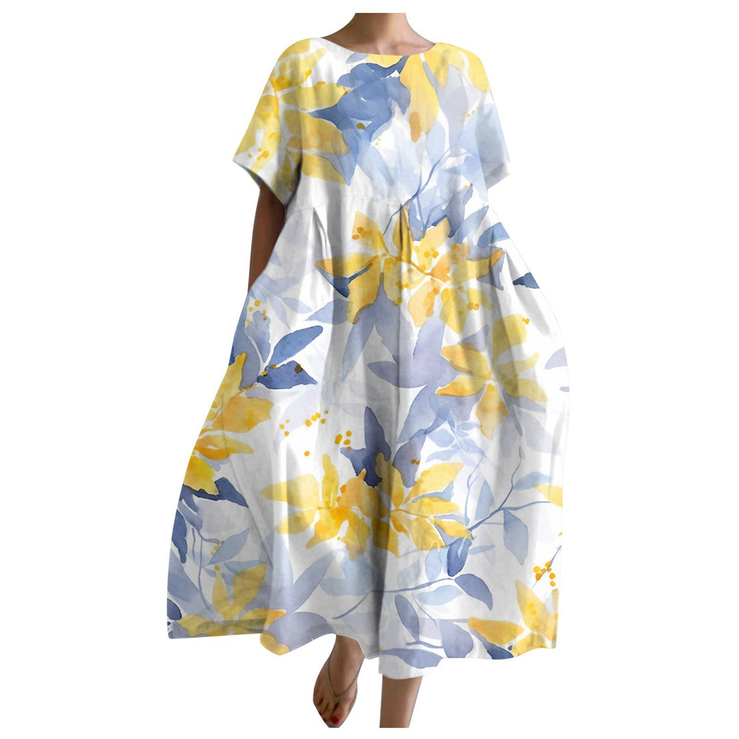 Loose Round Neck Fashion Temperament Printed Dress