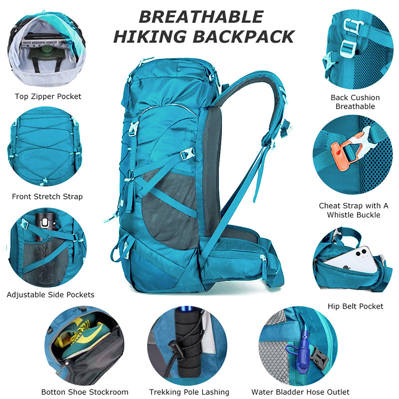 50L Multifunctional Outdoor Hiking Backpack with Rain Cover - Ideal for Trekking and Camping