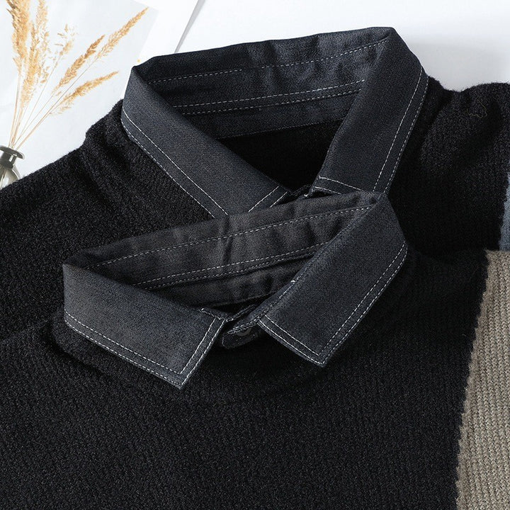 Men's False Two Pieces Sweater Base Knitting Thickened