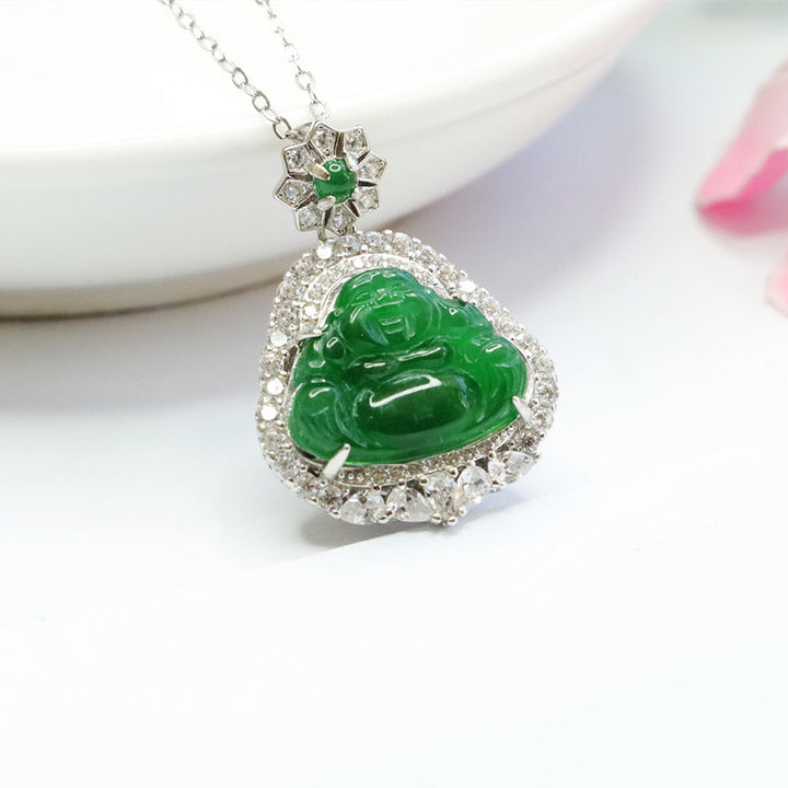 Fashion Silver Inlaid Natural Jade Pendant