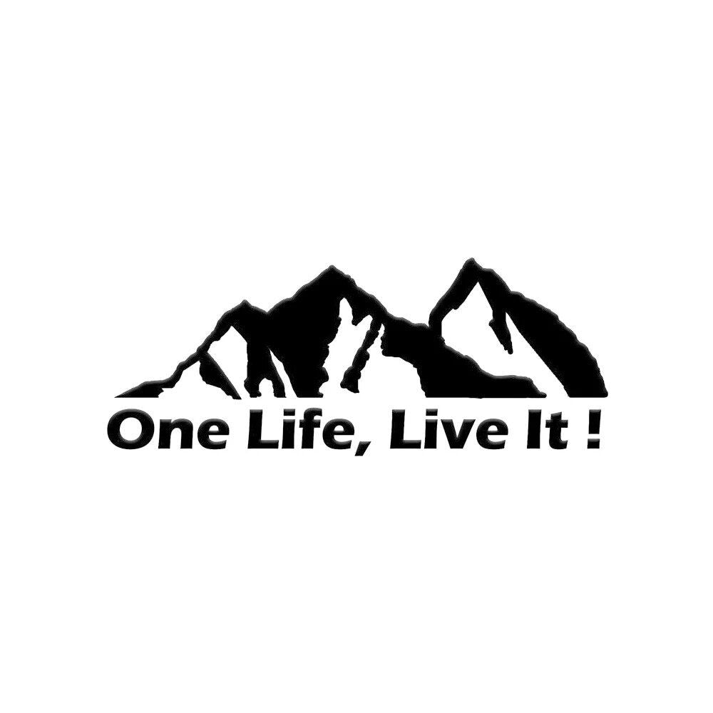 Universal 'One Life Live It' Off-Road Car Sticker - Mountain Silhouette Decal for All Vehicles