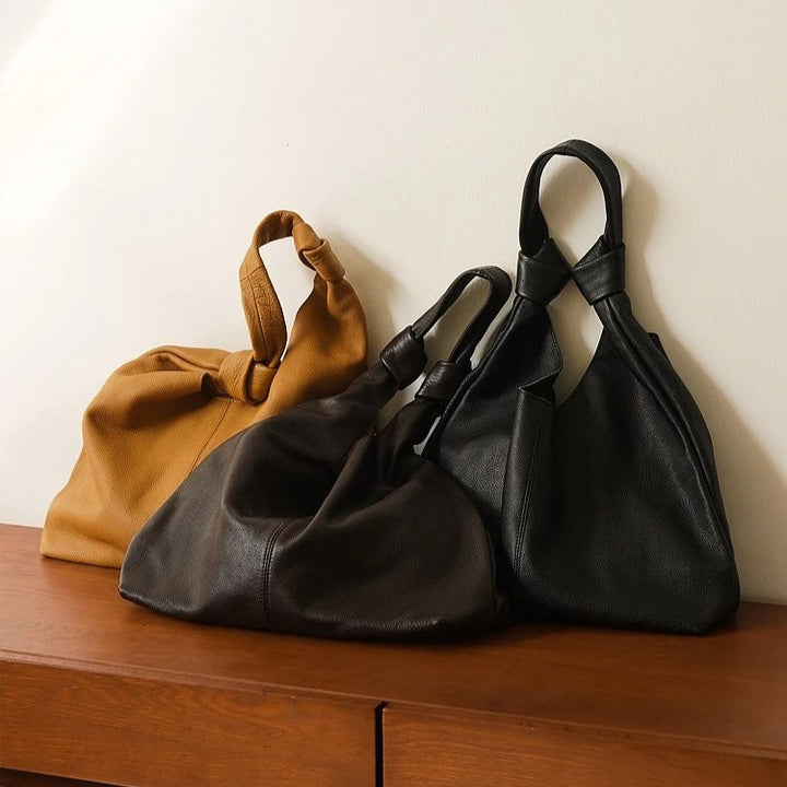 Korean Oversized Soft Genuine Leather Hobo Shoulder Bag for Women