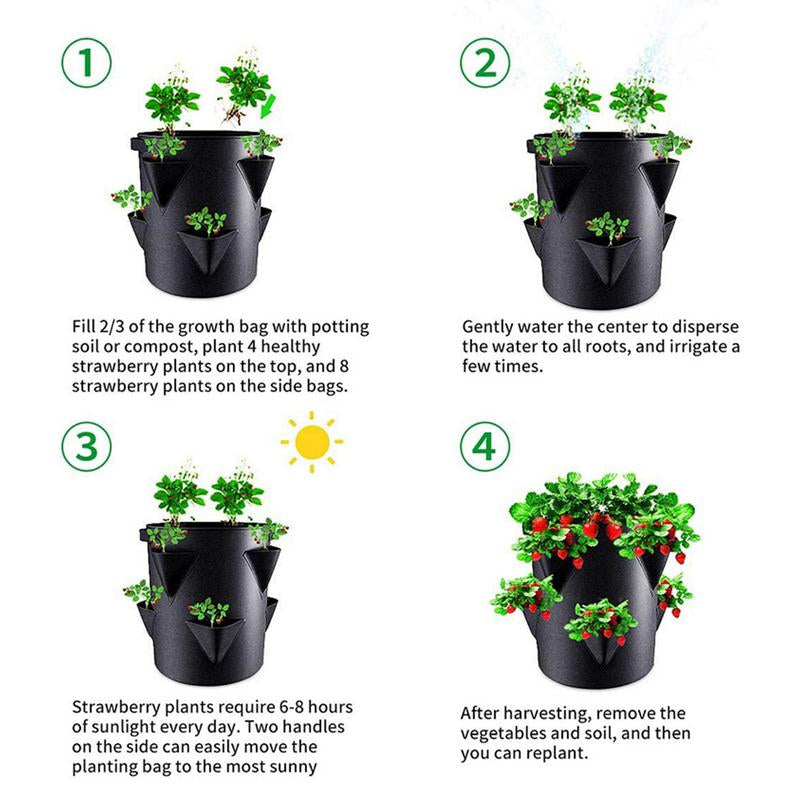 7-Gallon Multi-Pocket Grow Bag for Strawberries, Tomatoes, and More