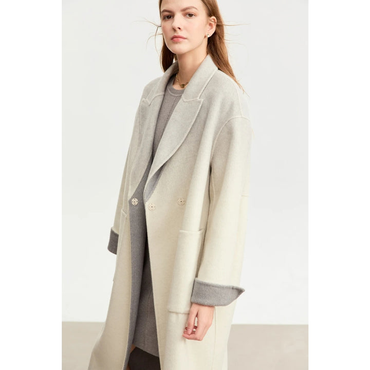 Elegant Gradient Woolen Coat for Women