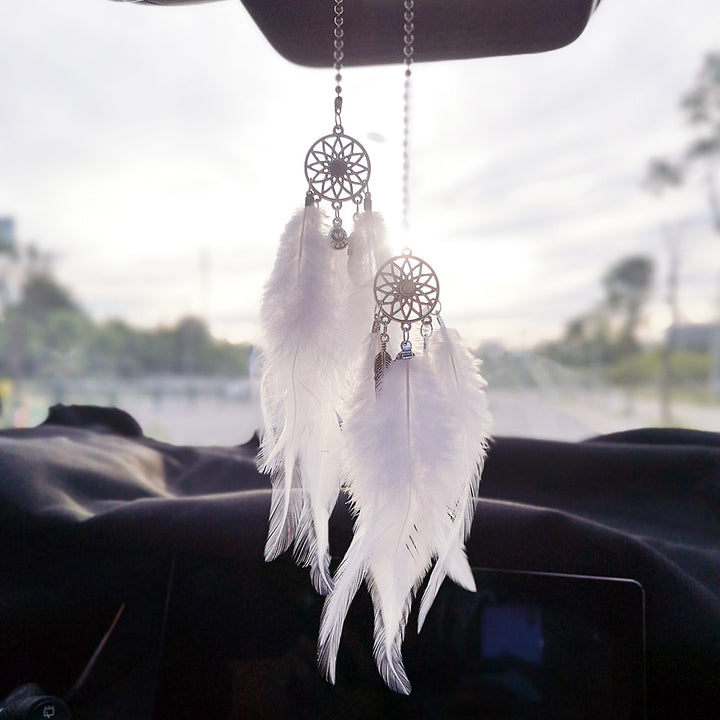 Dream Catcher Car Ornament with Feather