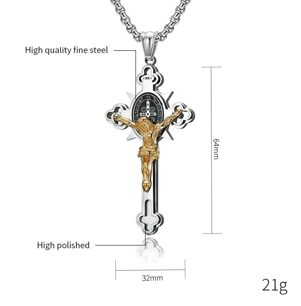 Saint Benedict Exorcism Cross Necklace