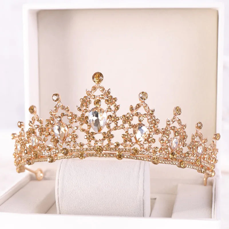 Baroque Gold Champagne Crystal Bridal Tiara