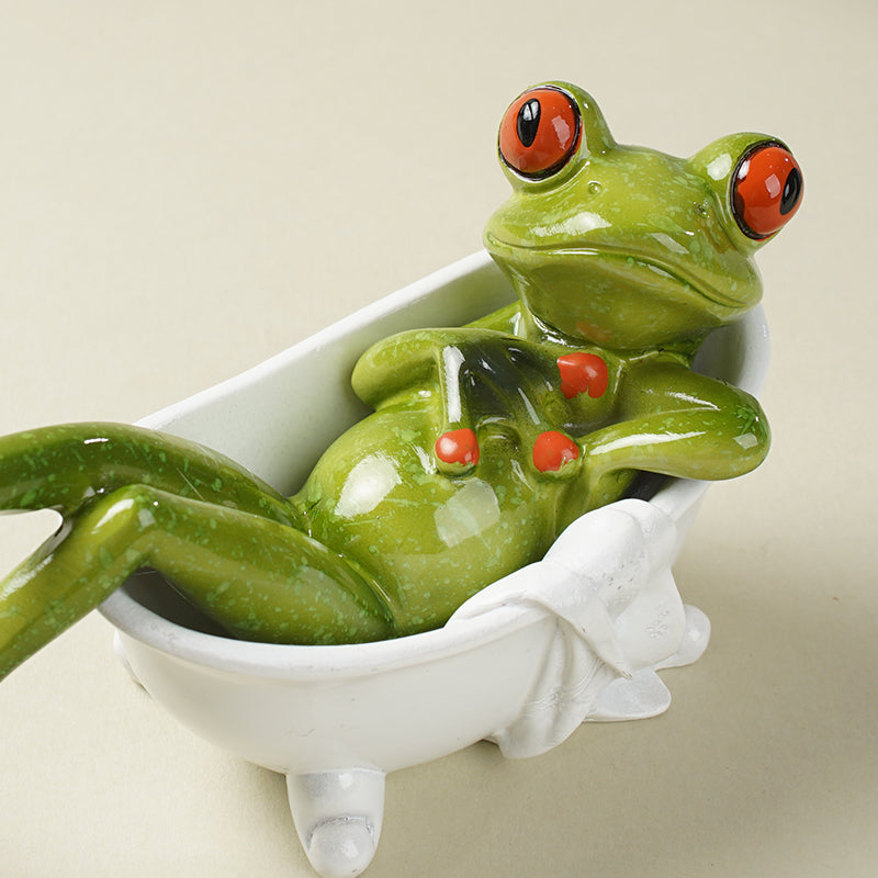 Resin Toilet Frog Bathtub Figurines