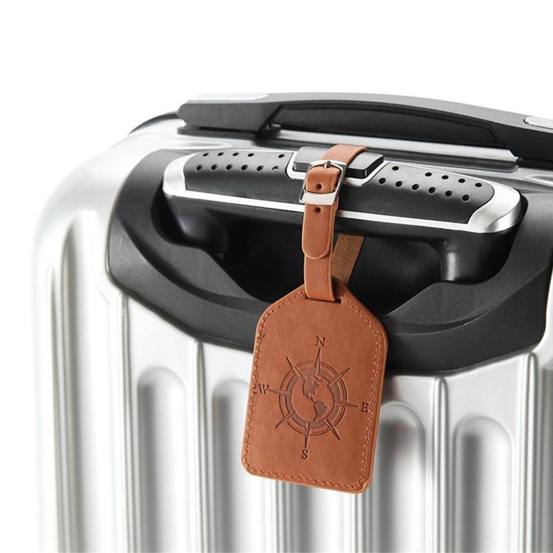 Compass Leather Luggage Tag