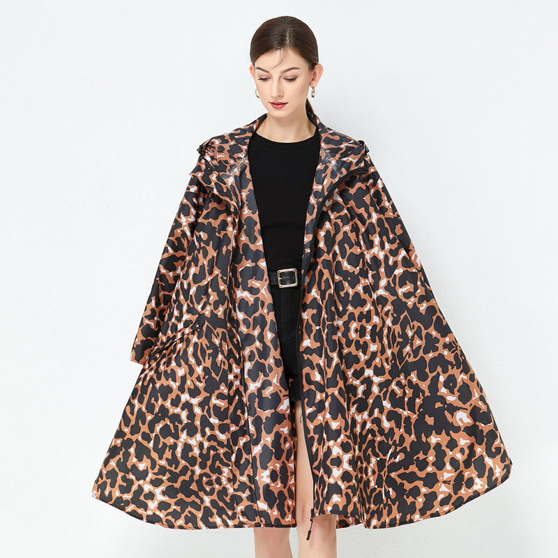 Leopard Print Women's Waterproof Raincoat