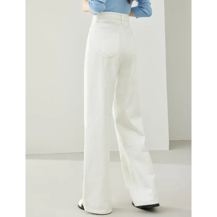 High Waist White Wide Leg Denim Jeans