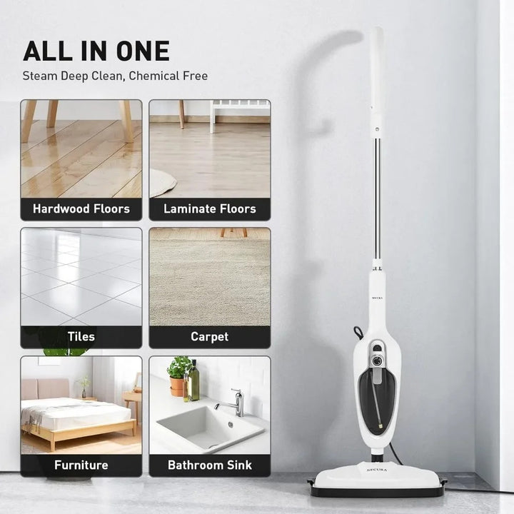 10-in-1 Steam Mop Detachable Steam Cleaner with 3 Microfiber Mop Pads – Multifunctional Floor Steamer