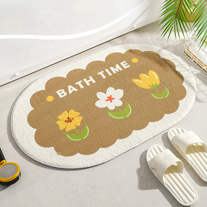 Soft Floral Non-Slip Absorbent Floor Mat for Home