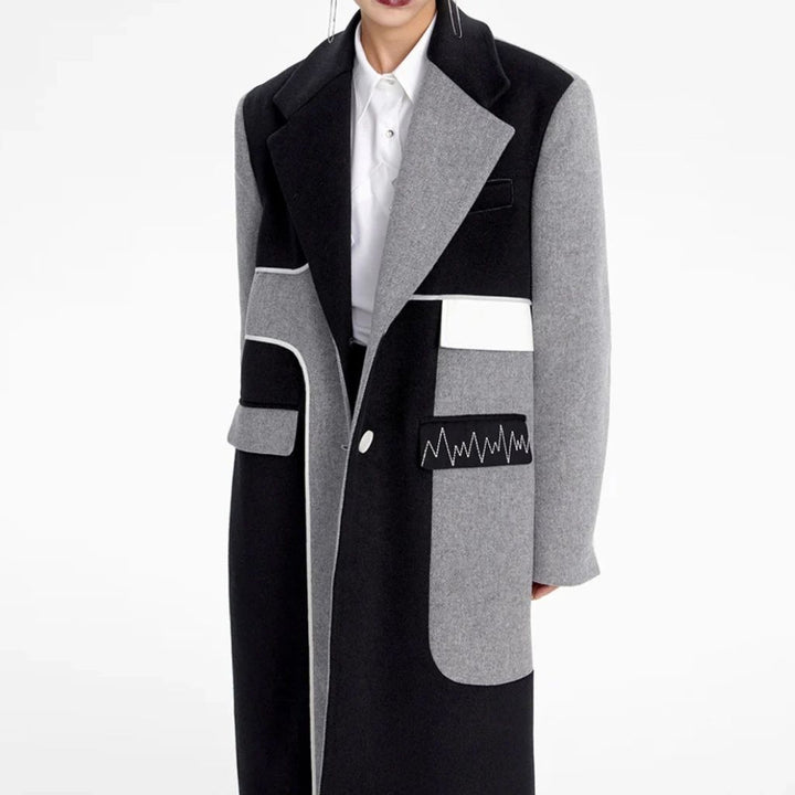 Women's Woolen Contrast Color Coat