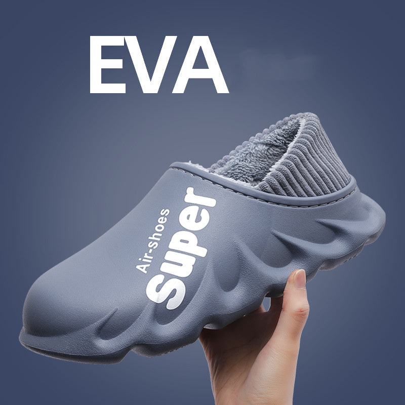 Home Slippers EVA Waterproof Warm Plush Indoor Shoes Couple Couple Shoes