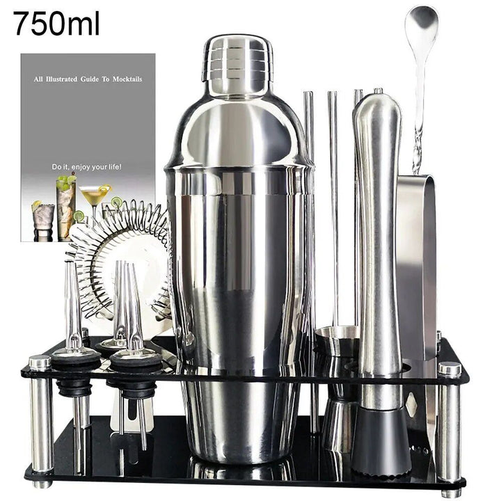 Boston Cocktail Shaker Set: Complete Bartender Tool Kit with Acrylic Stand