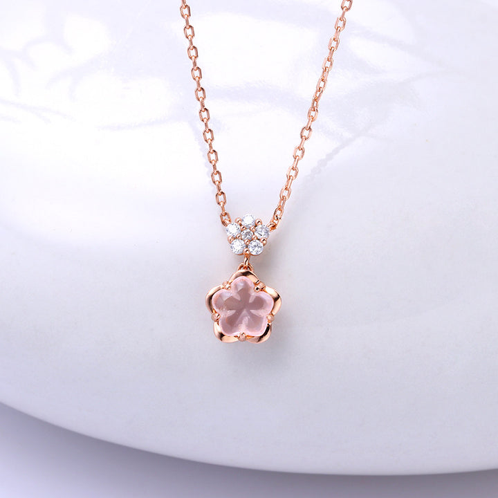 Natural Powder Crystal, Tender And Energetic, Girl's Heart Chain