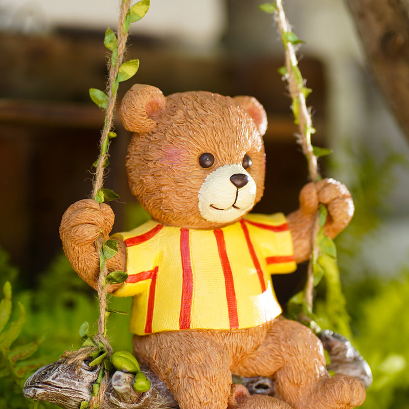 Mother And Child Bear Sitting On Swing Ornament