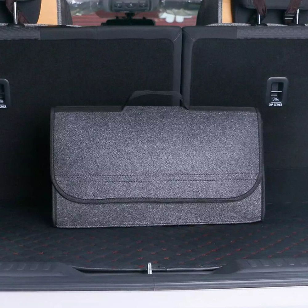 Compact Anti-Slip Car Trunk Organizer with Dual-Layer Elastic Net Storage