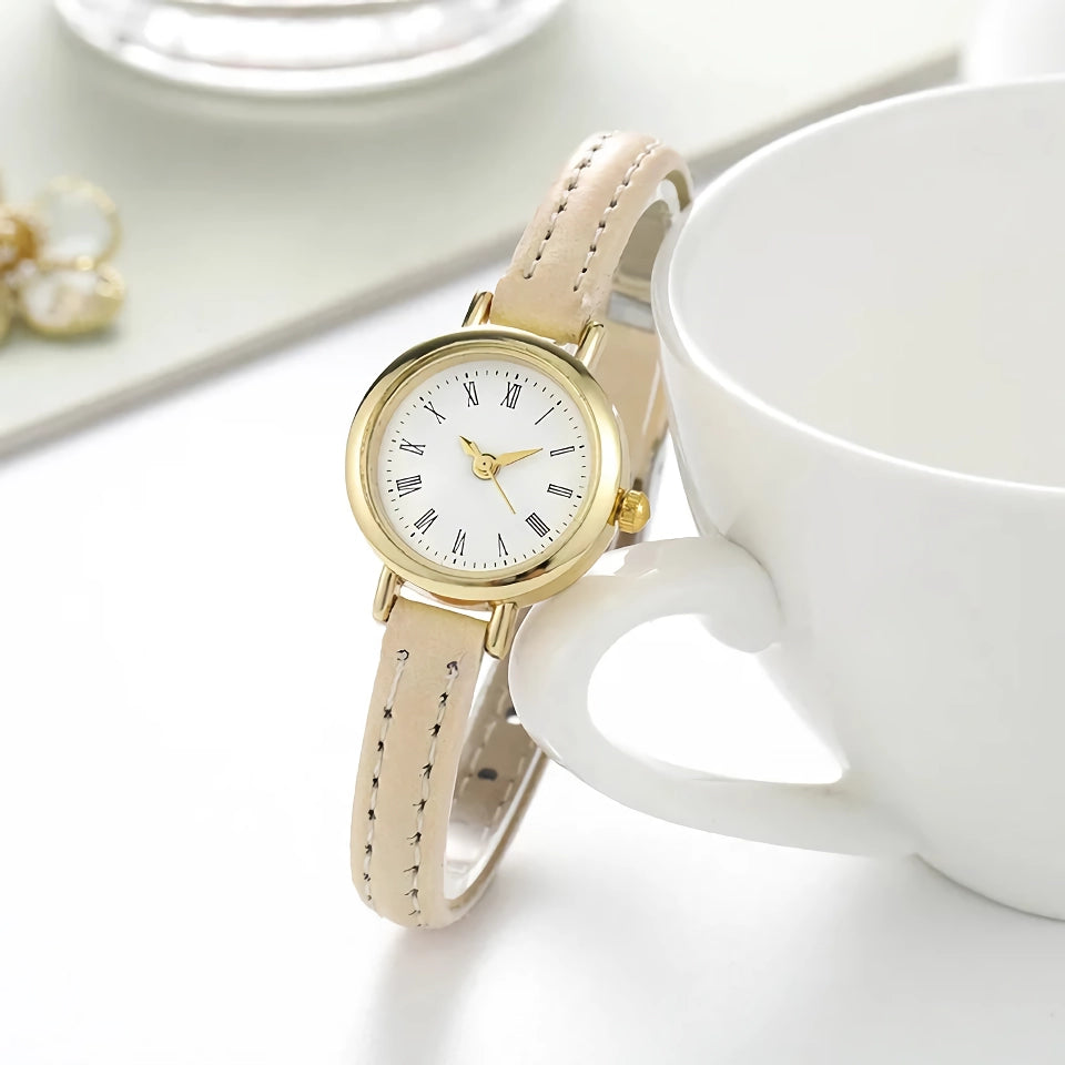 Elegant Quartz Leather Wristwatch for Women – Classic Minimalist Design