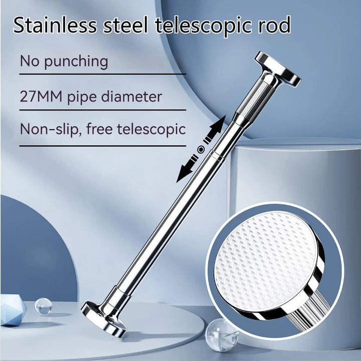 Adjustable Stainless Steel Shower Curtain Rod and Clothes Drying Pole