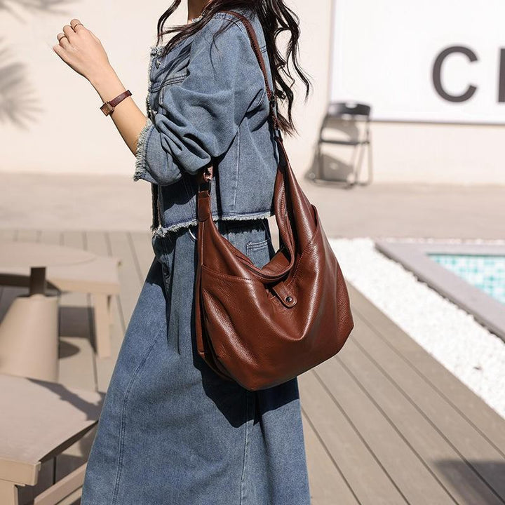 High-Quality Genuine Leather Women's Crossbody Hobo Bag