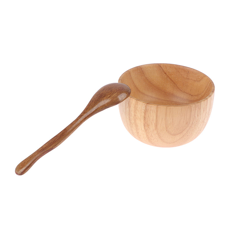 2Pcs Wooden Facial Mask Bowl and Spoon Set