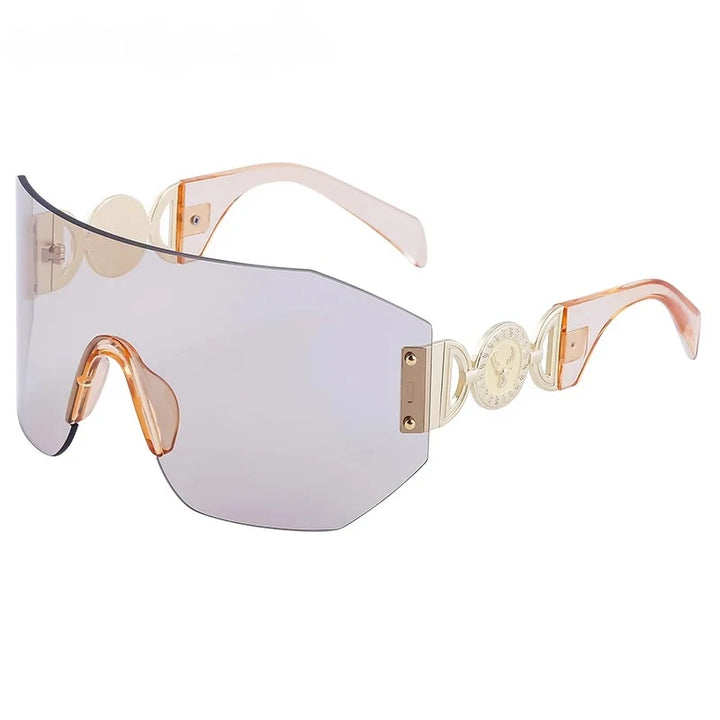 Oversized Shield Rimless Sunglasses