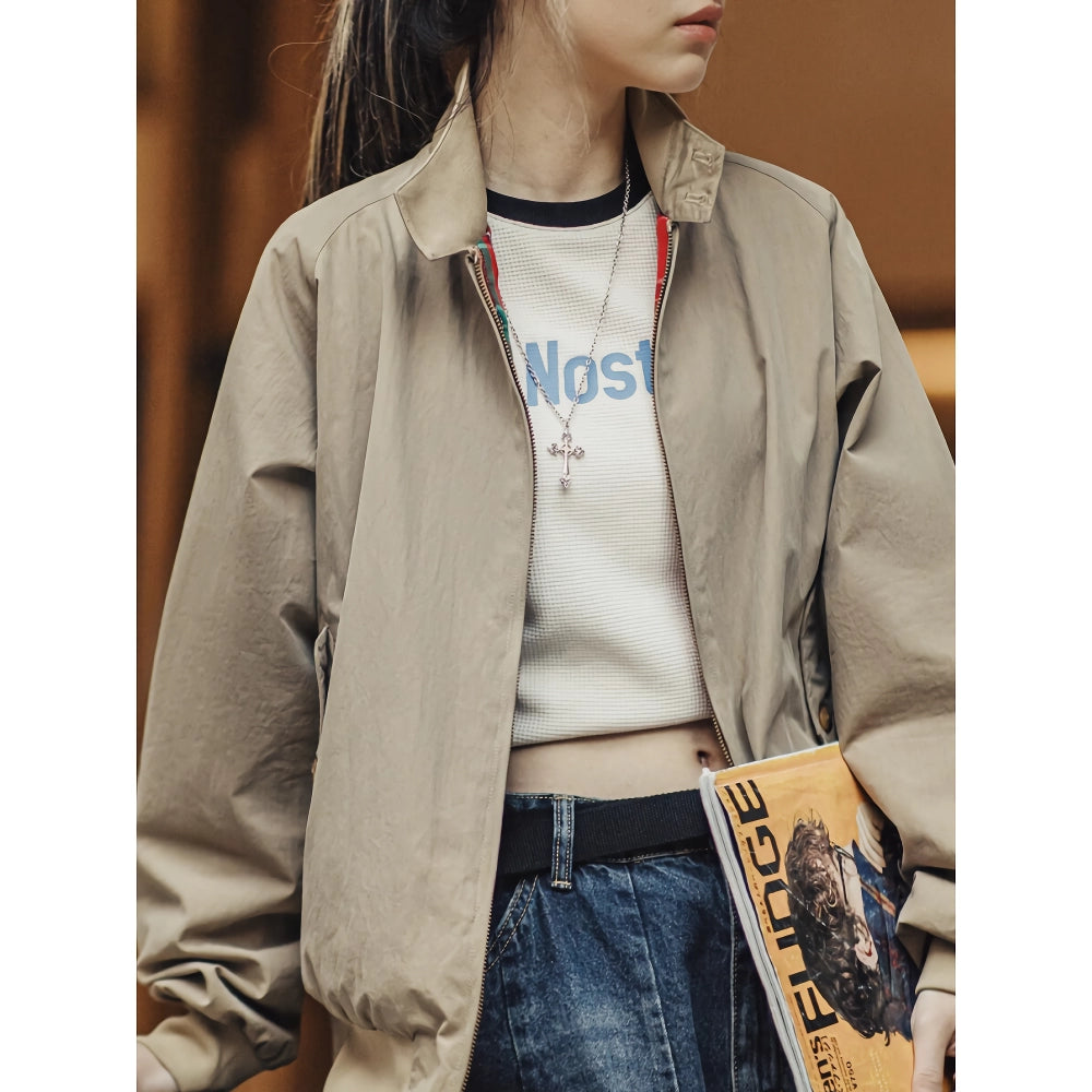 Autumn Workwear Stand Collar Moto Jacket