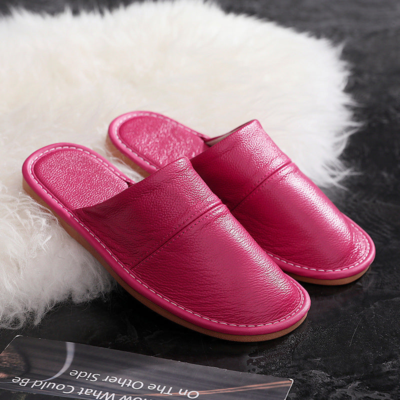 Light Luxury High-grade Baotou Leather Slippers Women Spring And Autumn Non-slip Mute