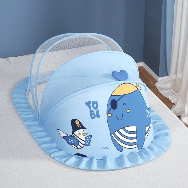 Foldable Baby Mosquito Net Canopy: Cartoon-Designed Protection for Infants