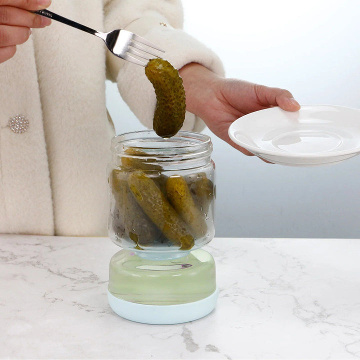 2-in-1 Glass Kimchi and Pickle Storage Jar with Strainer