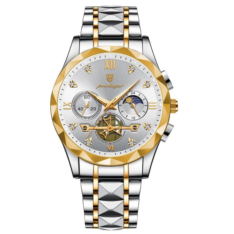 Luxury Waterproof Men's Chronograph Watch with Stainless Steel Band