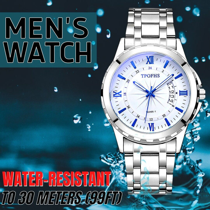 Classic Men's Watch Stainless Steel Wristwatch For Men Quartz Luxury Waterproof