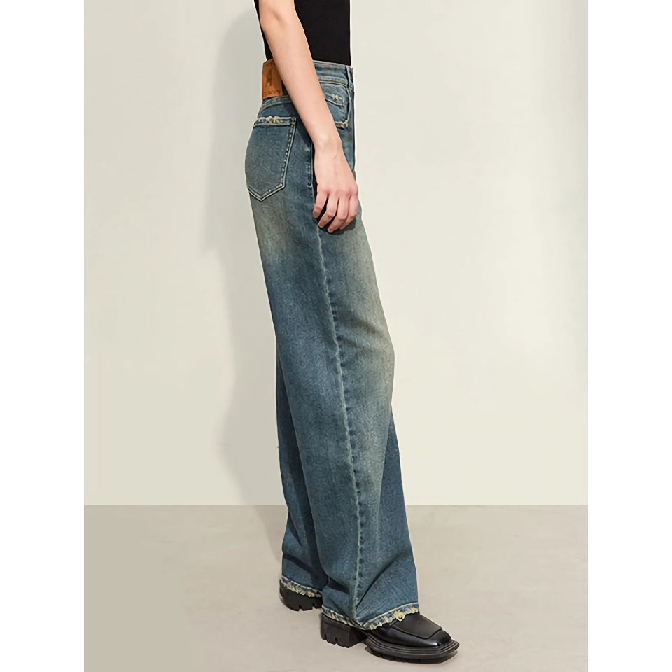 Minimalist Retro Washed Denim Jeans for Spring