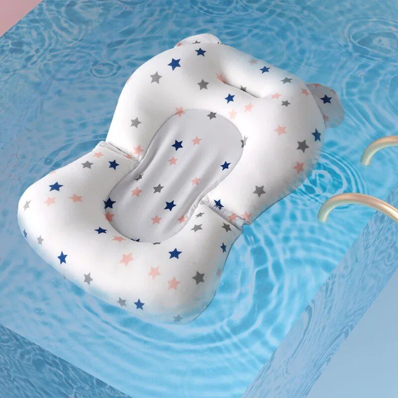 Adjustable Newborn Bath Cushion - Star Pattern, Foldable Baby Bath Seat