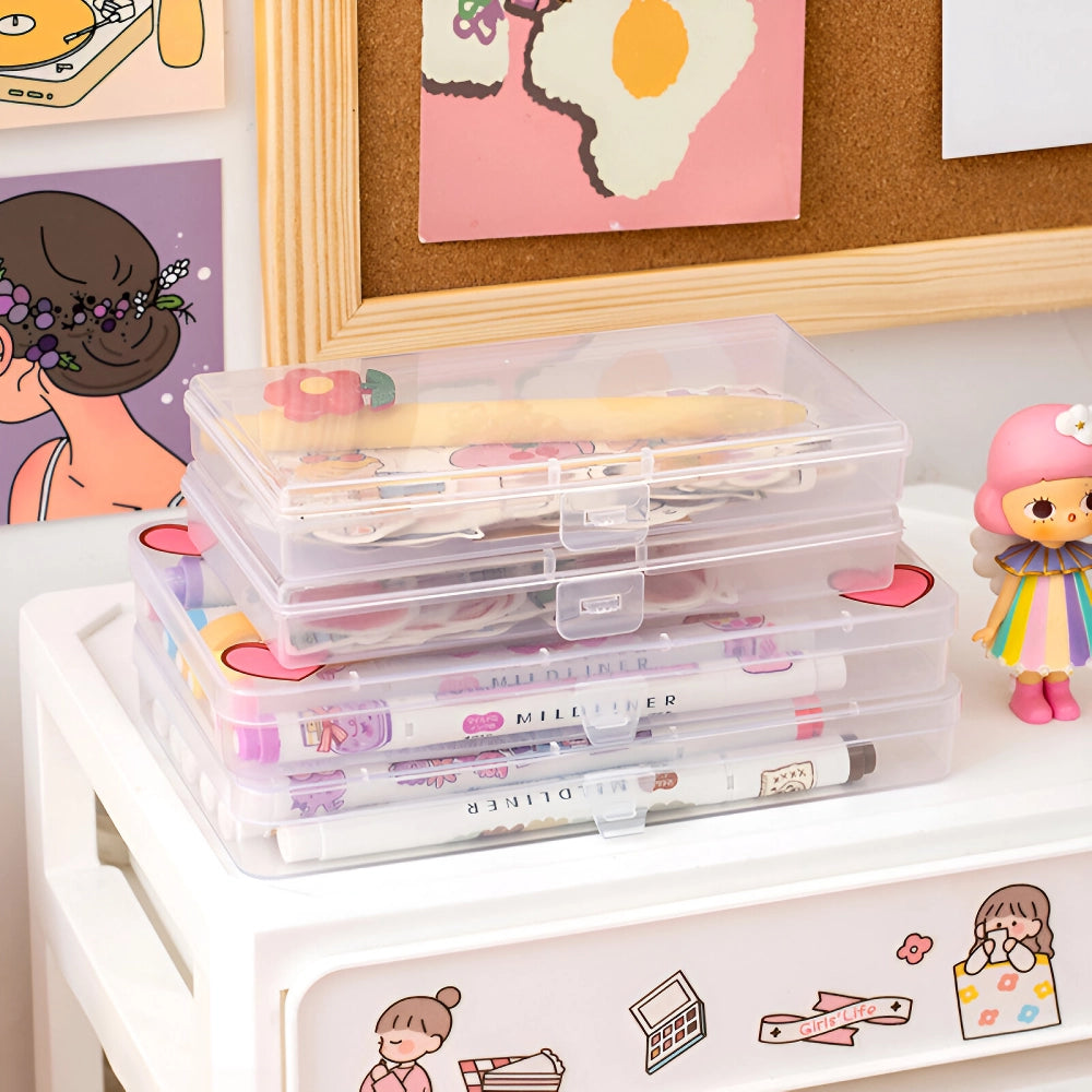 Transparent Kawaii Stationery Storage Box