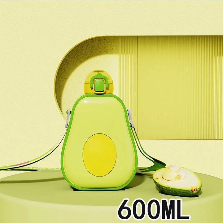 600ml Avocado Kids Water Bottle with Straw