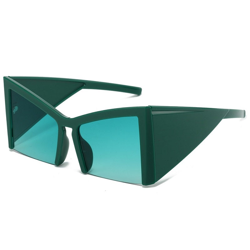 Irregular Semi-Rimless Sunglasses with UV400 Protection