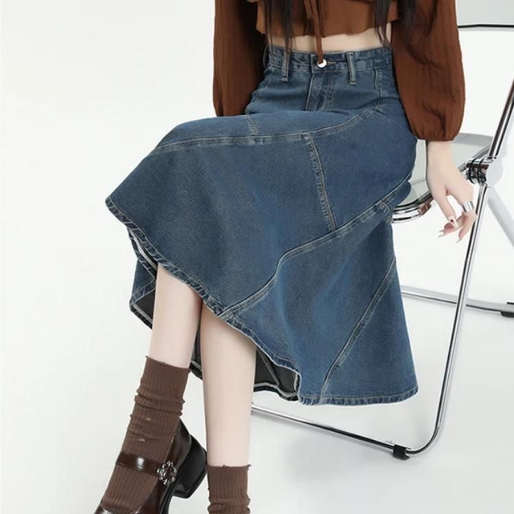 Elegant High-Waist A-line Trumpet Skirt for Women