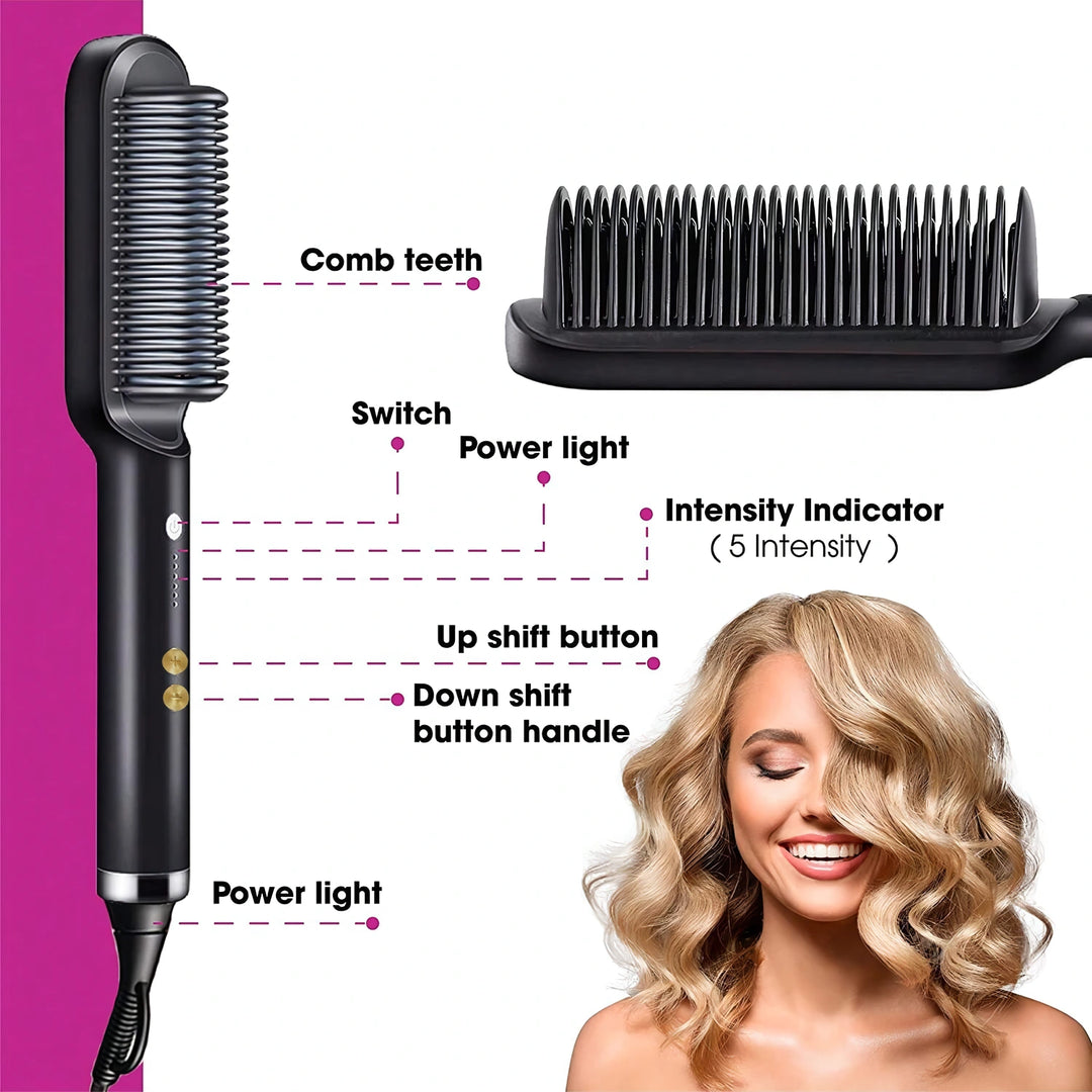 2-in-1 Ionic Hair Straightening Brush & Curling Iron