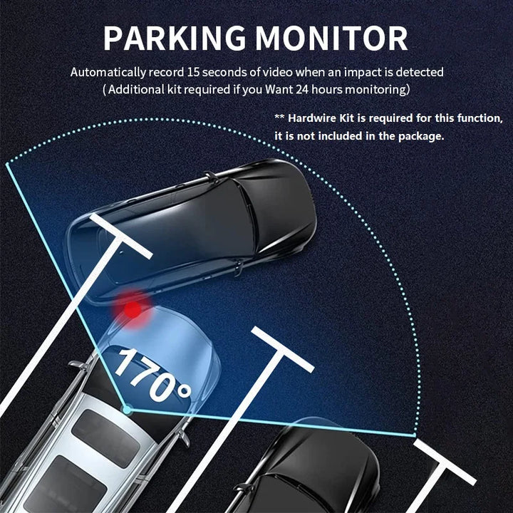 3-Channel 2K HD Dash Cam with Front, Rear & Inside Recording, IR Night Vision