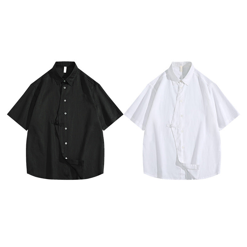 Fashion Personality Linen Short-sleeved Shirt Men