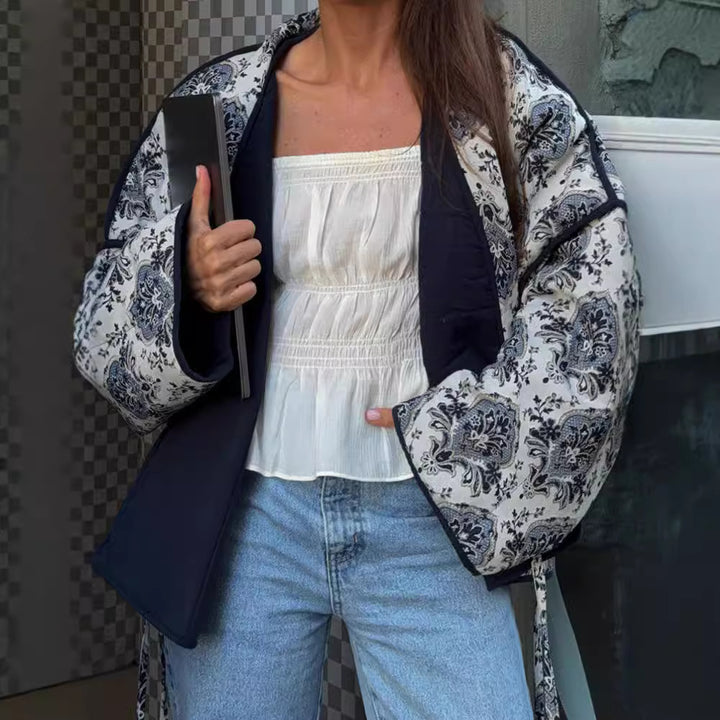 Women's Printed Lace-up Jacket Coat